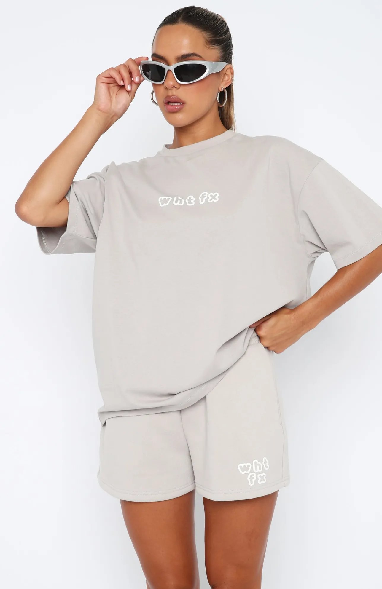 White Fox Boutique Top Tier Oversized Tee Lunar grey Best Sale