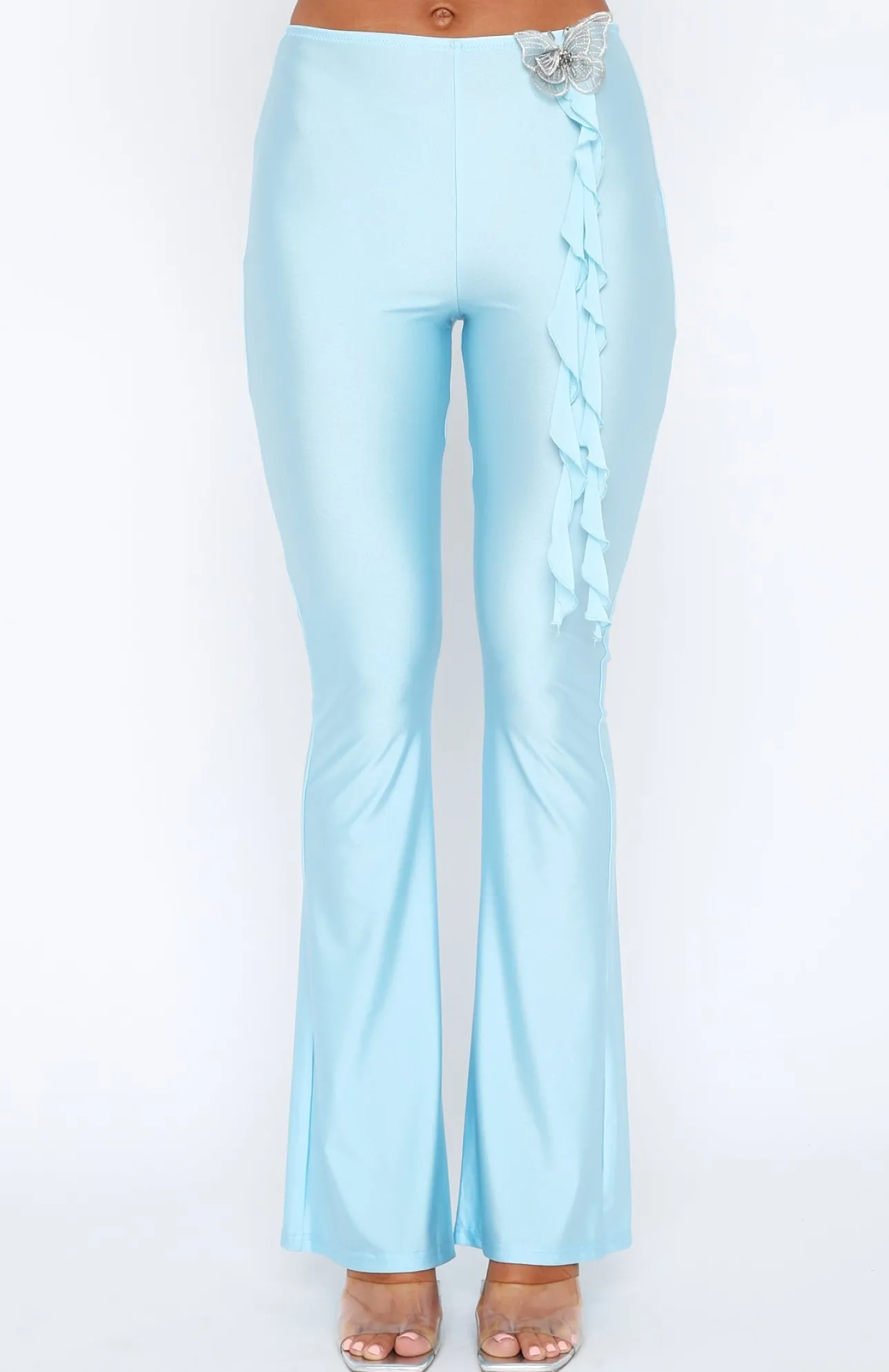 White Fox Boutique Touch The Sky Pants Baby blue Shop