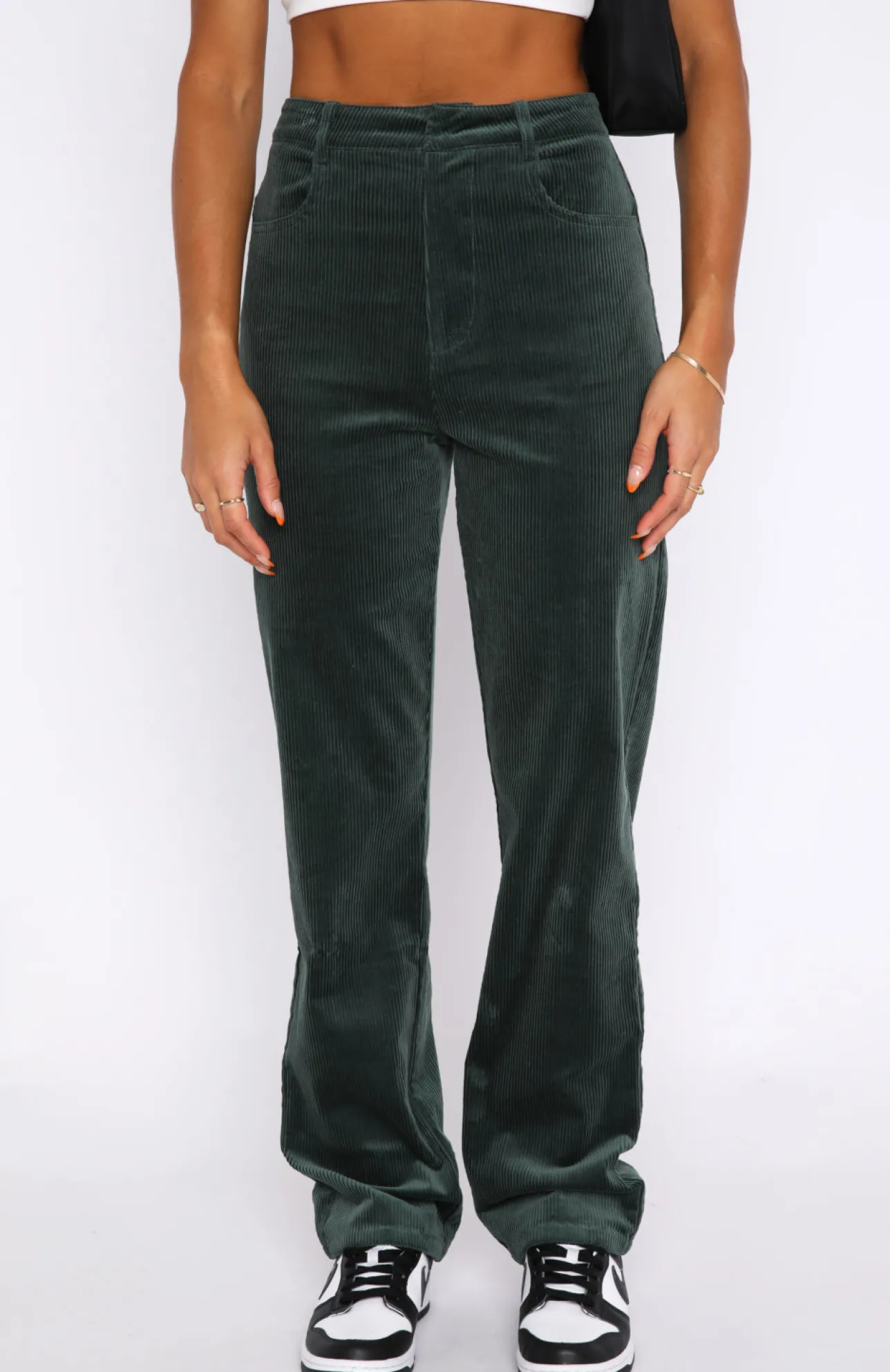 White Fox Boutique Treat Me Better Cord Pants Forest green Online
