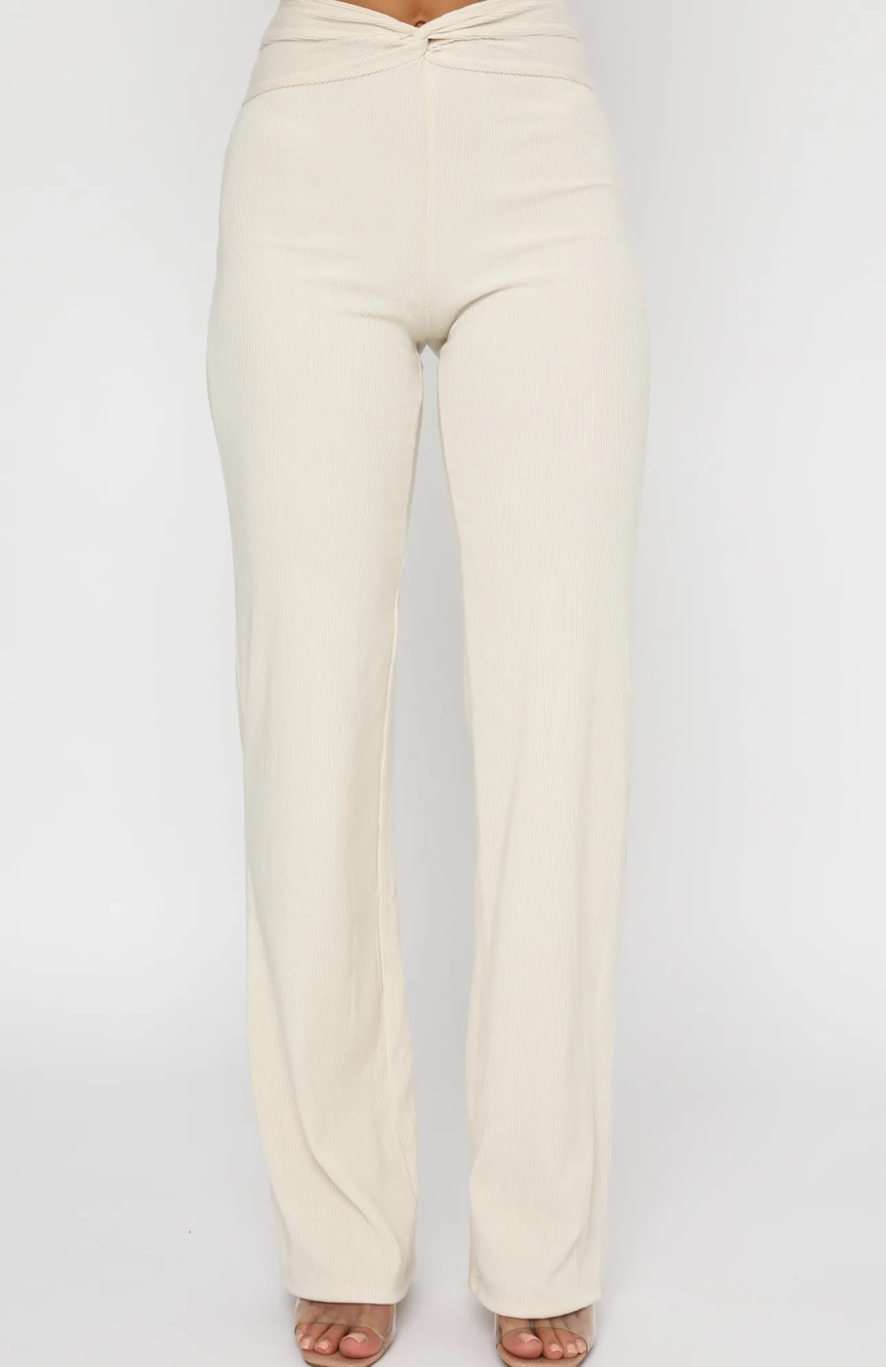 White Fox Boutique Trust Yourself Pants Oatmeal nude Hot