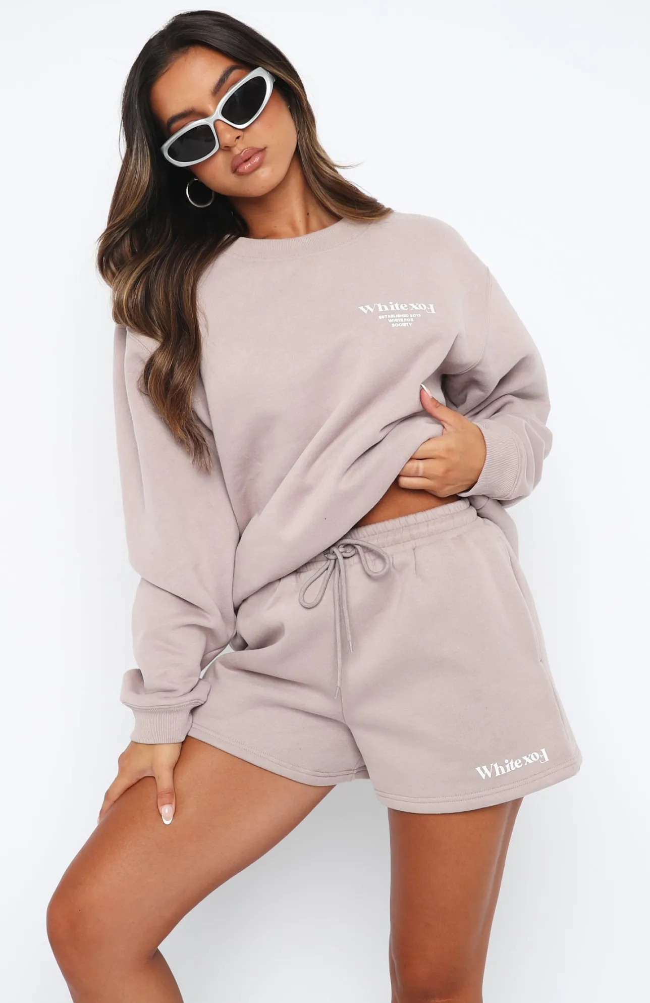 White Fox Boutique Turn It Around Lounge Shorts Taupe brown Sale