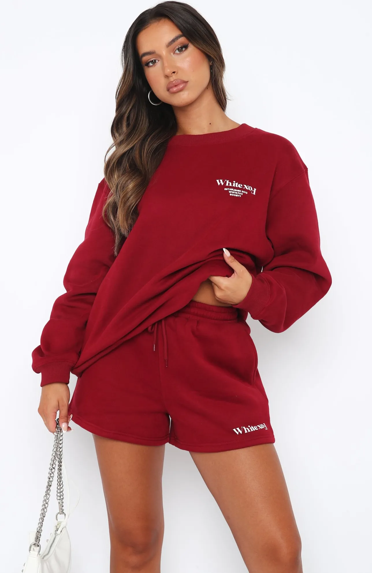 White Fox Boutique Turn It Around Oversized Sweater Dark red Fashion