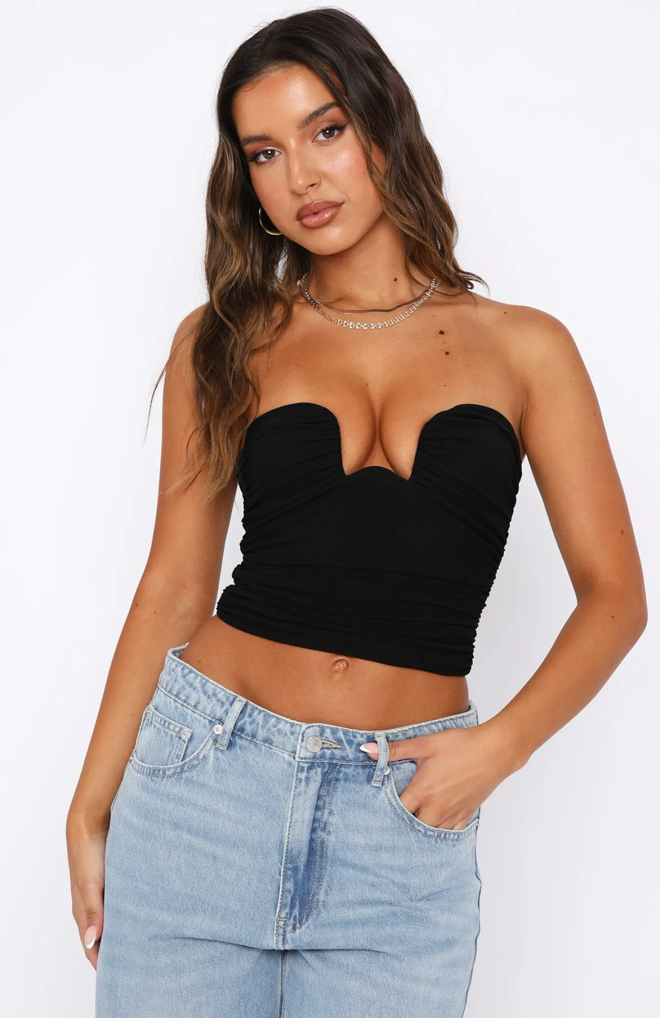 White Fox Boutique Undivided Attention Strapless Bustier black Best