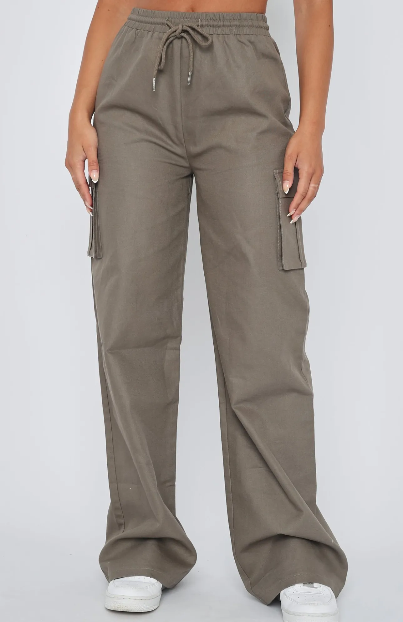 White Fox Boutique Up At Night Cargo Pants Dusty Khaki green Cheap