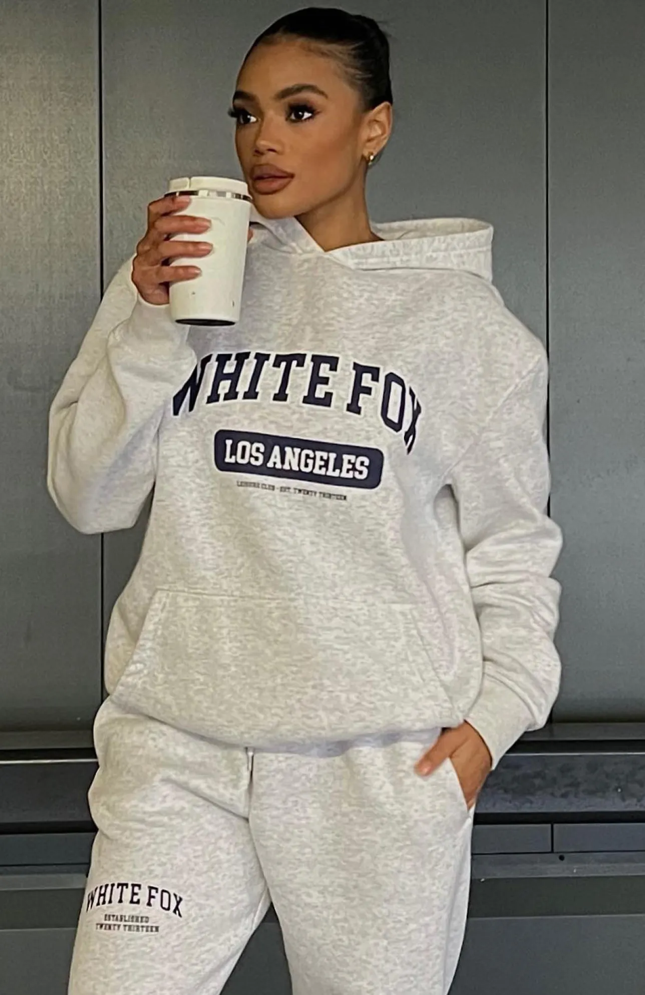 White Fox Boutique Varsity Vibe Hoodie Marle grey Flash Sale
