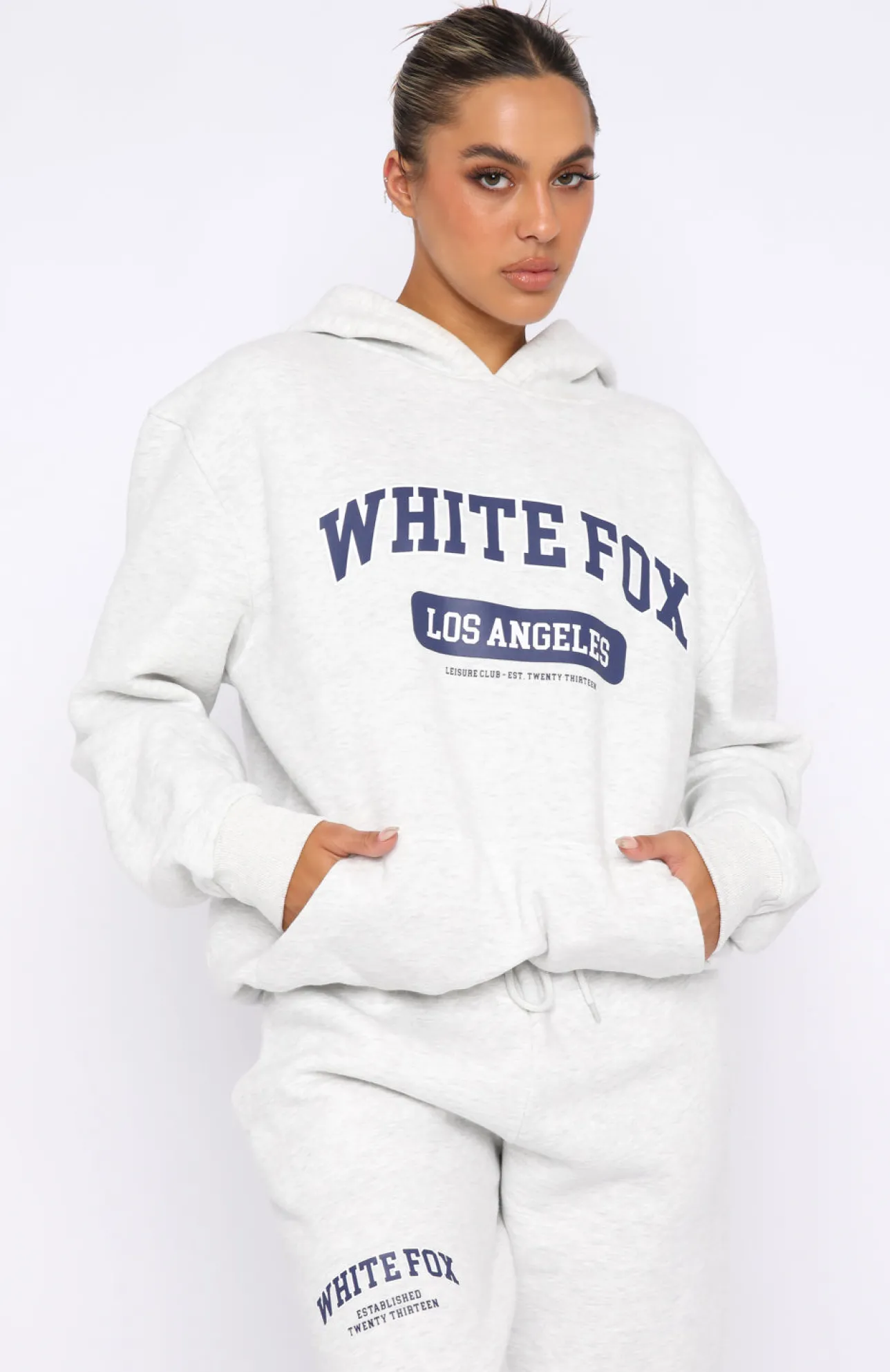 White Fox Boutique Varsity Vibe Hoodie Marle grey Flash Sale