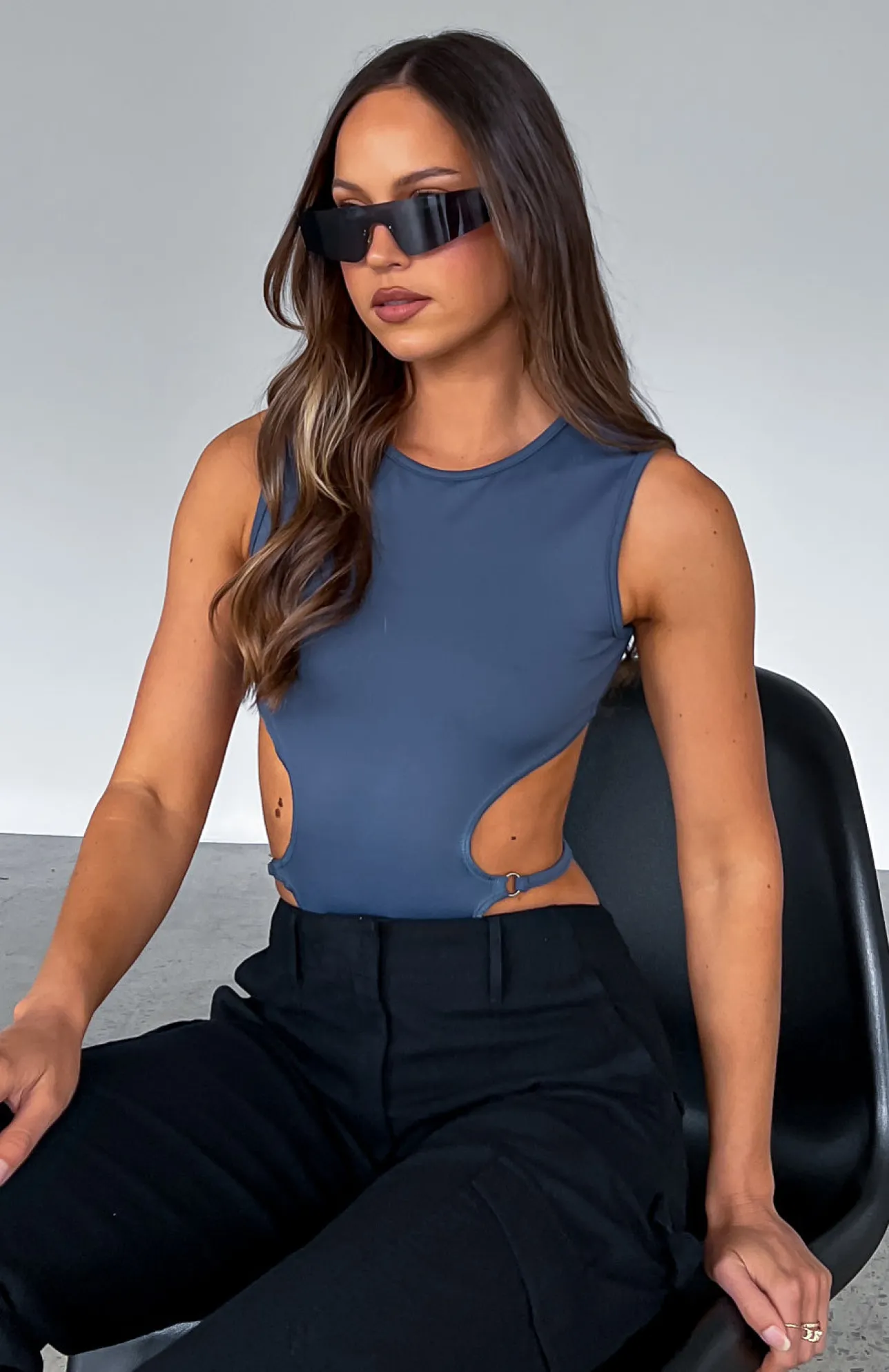 White Fox Boutique Want It Now Bodysuit Steel blue Cheap