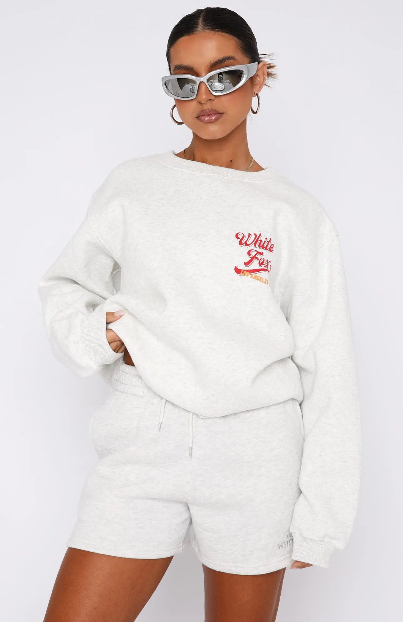 White Fox Boutique Watch The Game Sweater Marle grey Best