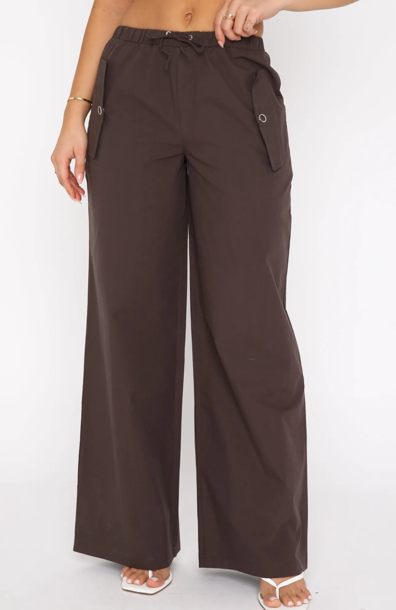 White Fox Boutique Watch Your Back Cargo Pants Dark Charcoal grey Online