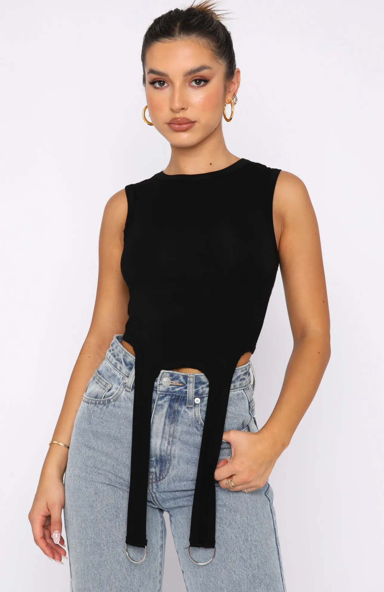 White Fox Boutique Watching Out For You Crop black Sale