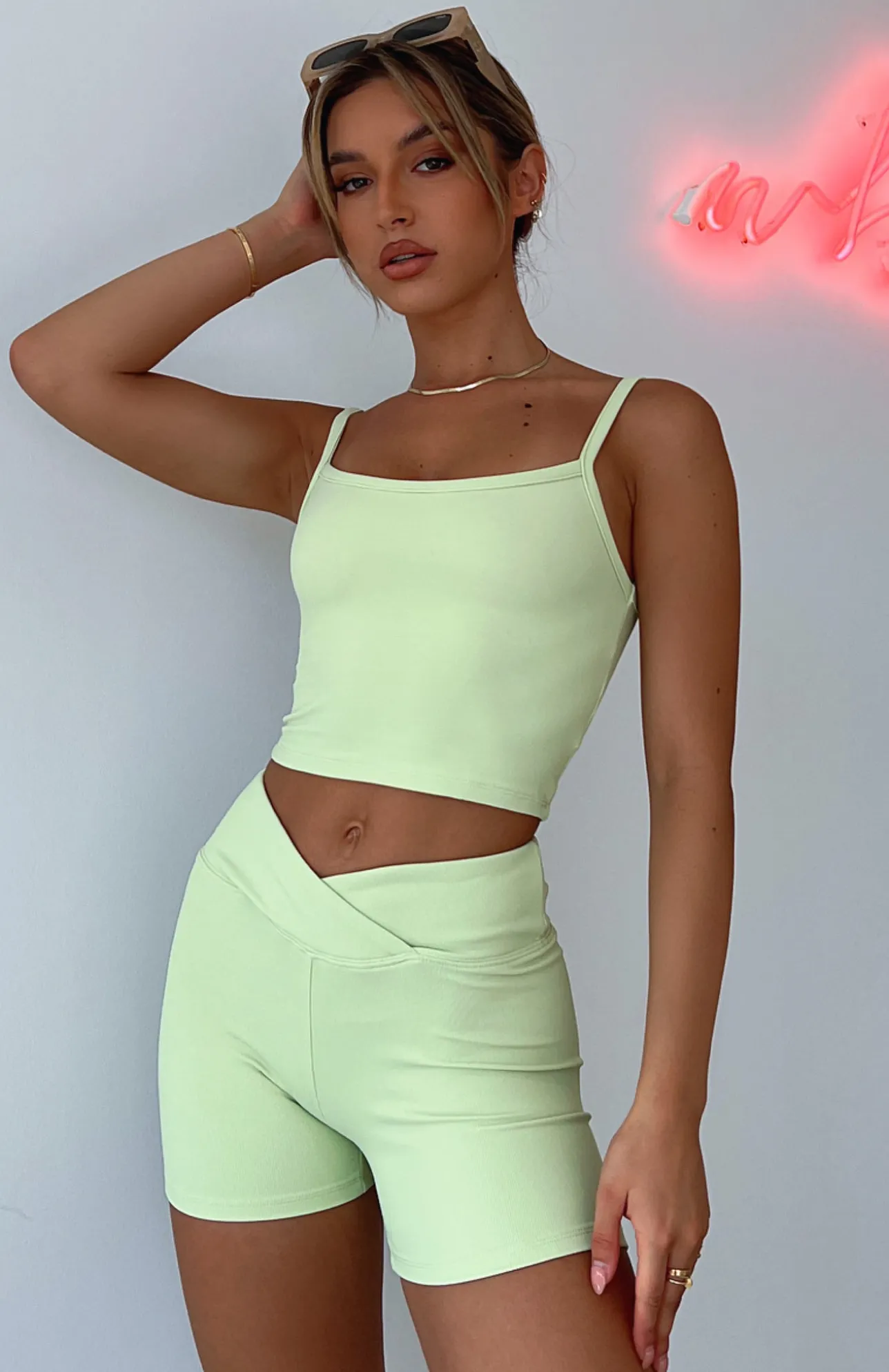White Fox Boutique Weekend Chill Bike Shorts Matcha green Best Sale