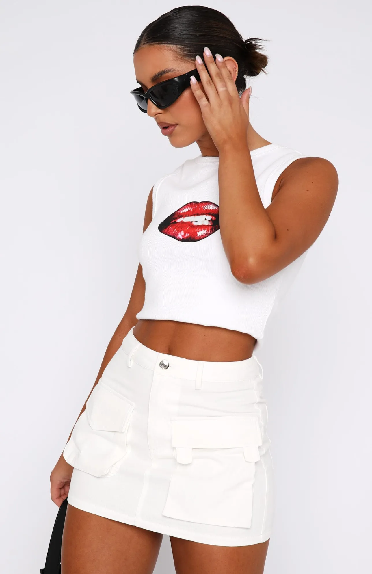 White Fox Boutique Weekend Travels Cargo Mini Skirt white Cheap