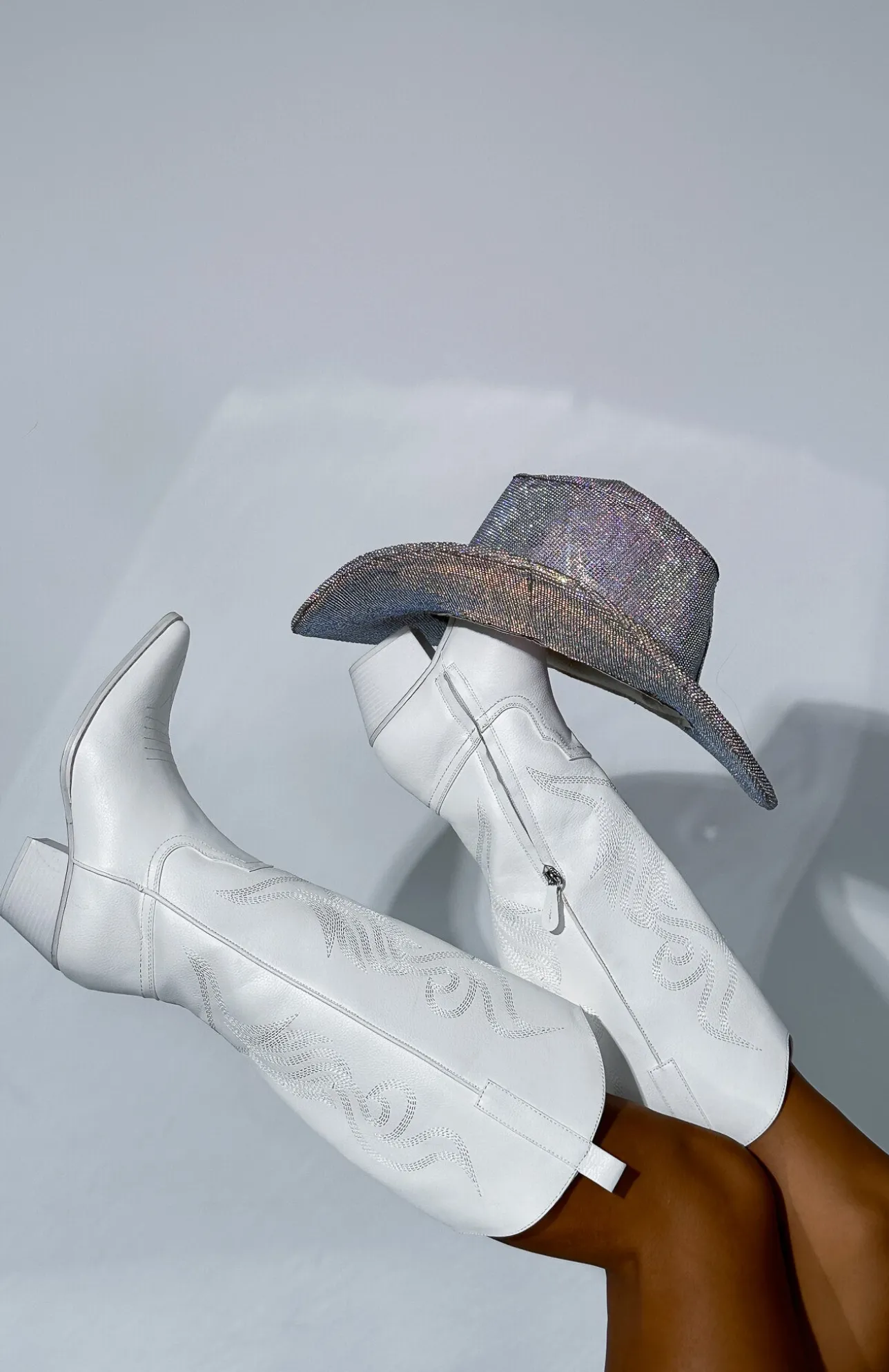 White Fox Boutique Western Cowboy Boots white Cheap