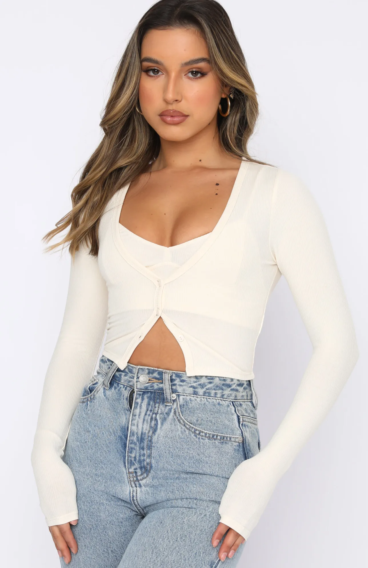 White Fox Boutique Who We Are Two Piece Crop Butter yellow Sale