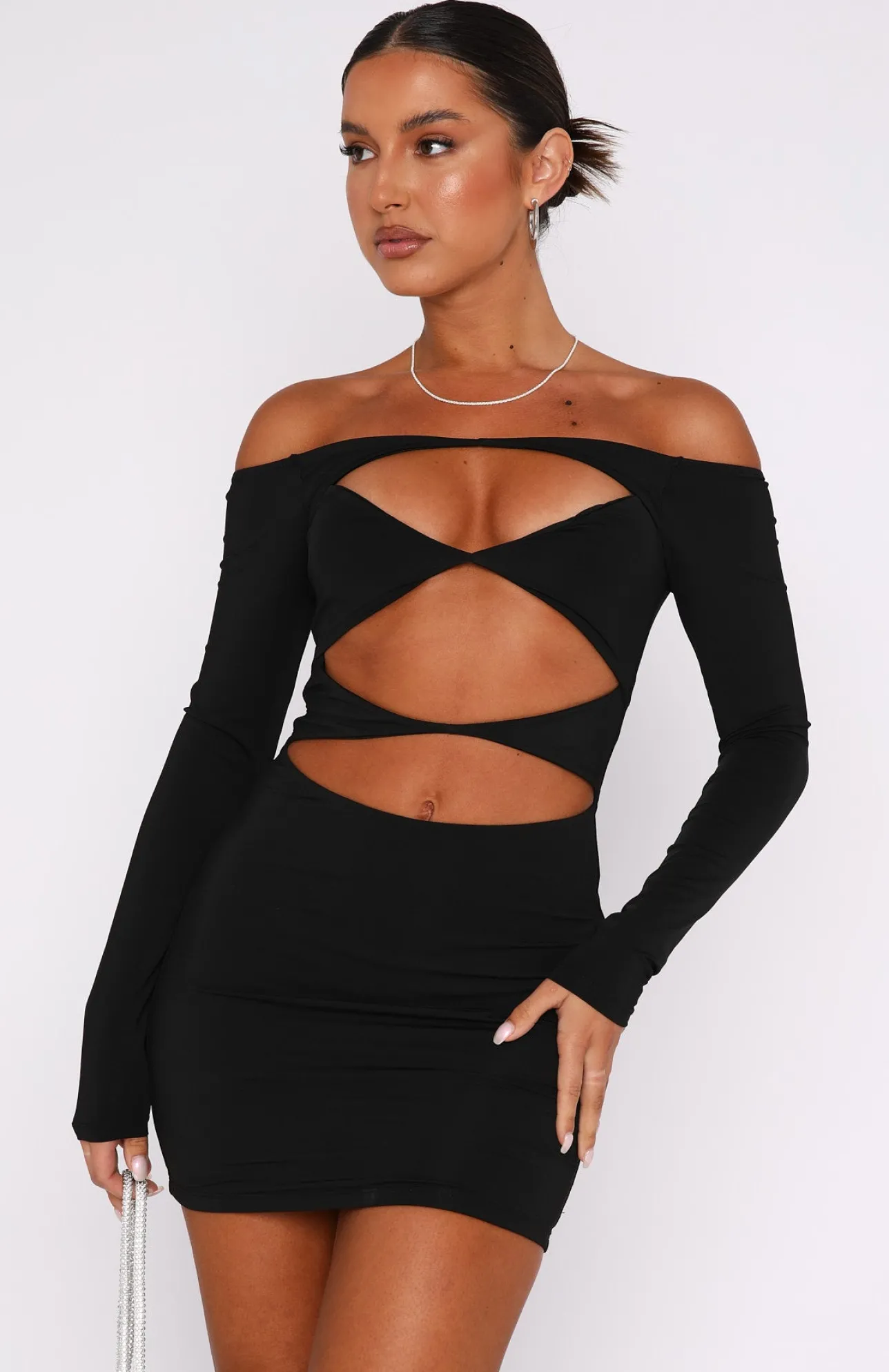 White Fox Boutique With You Long Sleeve Mini Dress black Best Sale