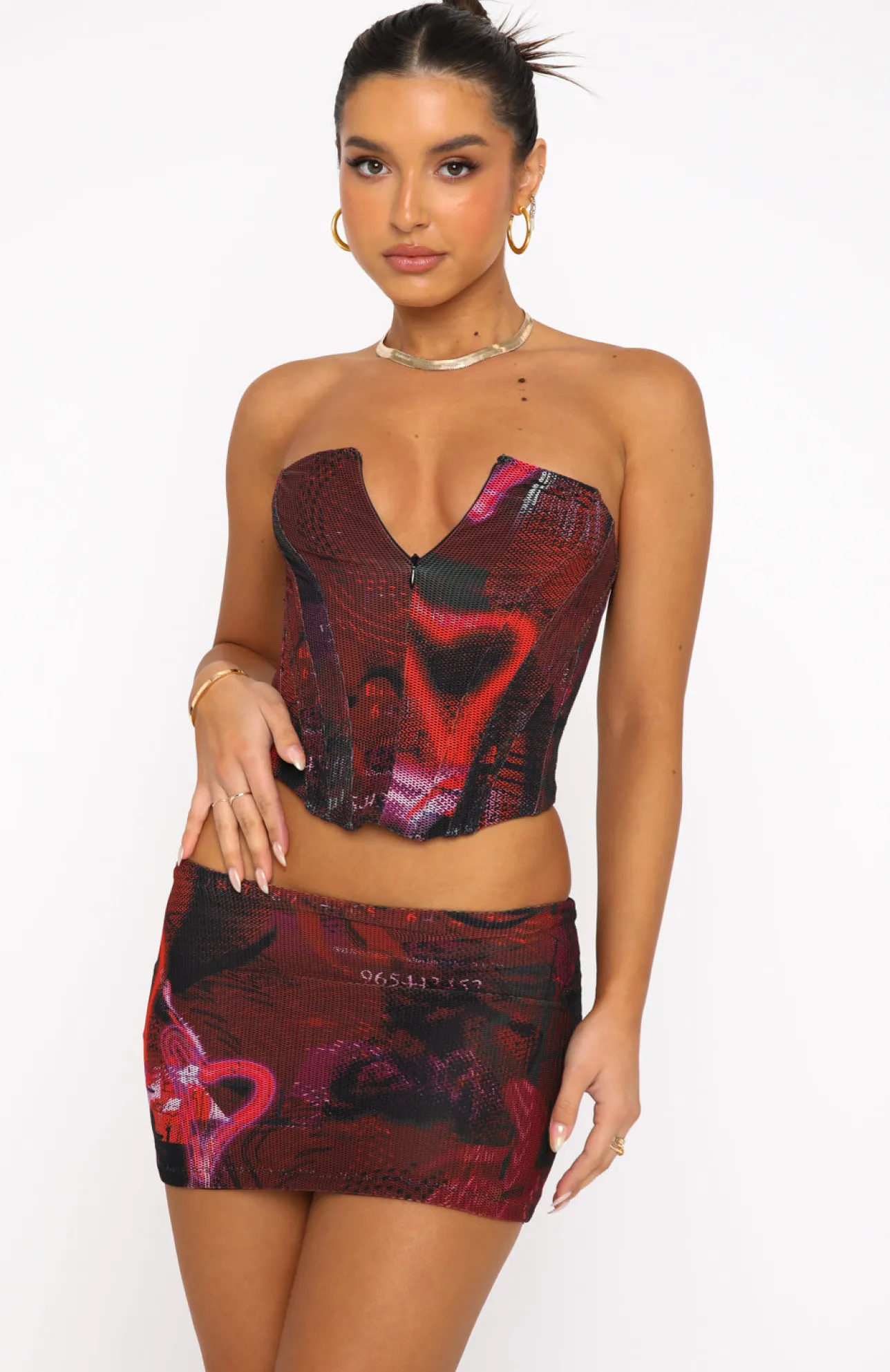 White Fox Boutique Won't Take The Blame Mesh Bustier Euphoria red Cheap