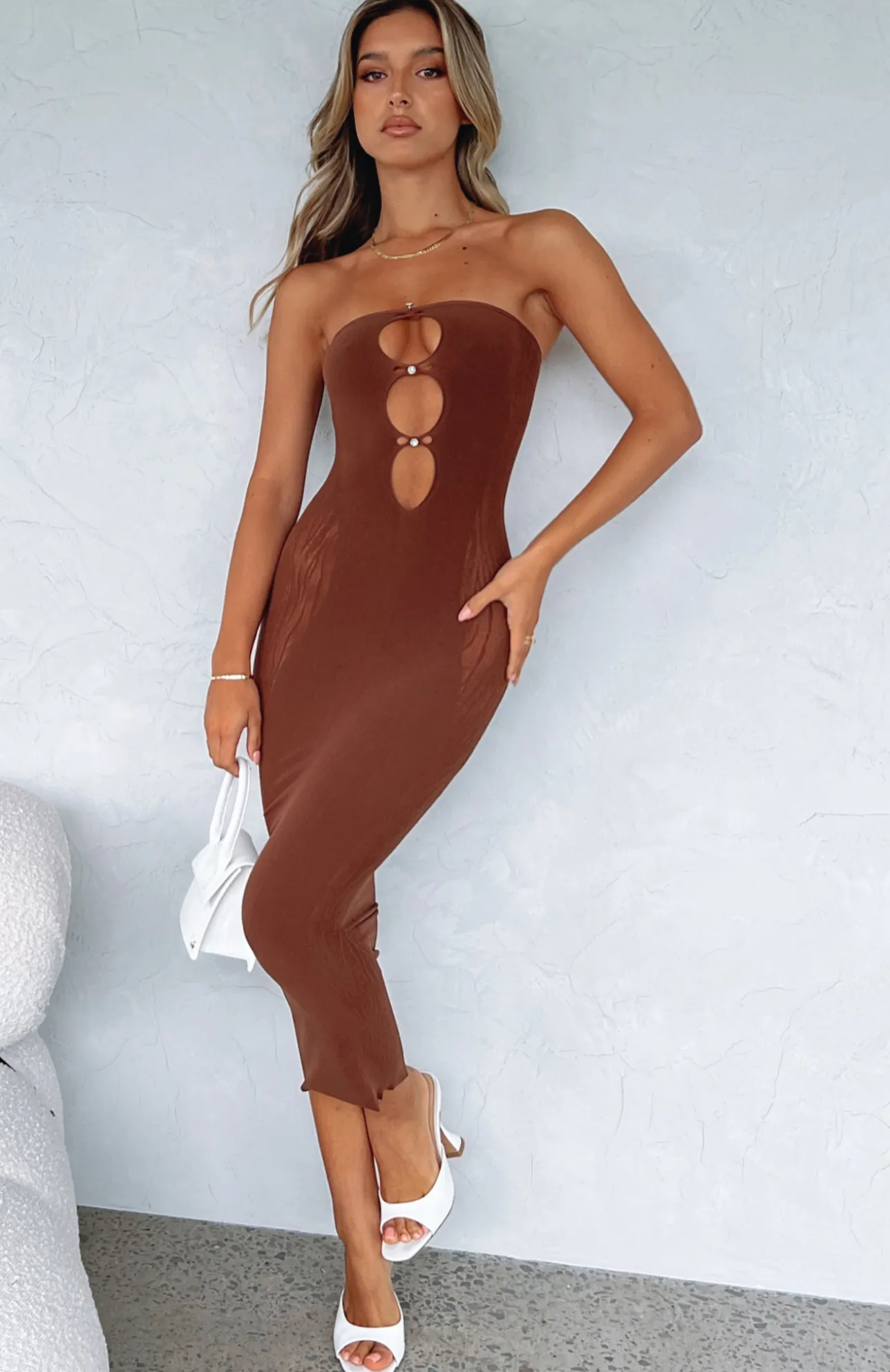 White Fox Boutique Your Peace Midi Dress Chocolate brown Best
