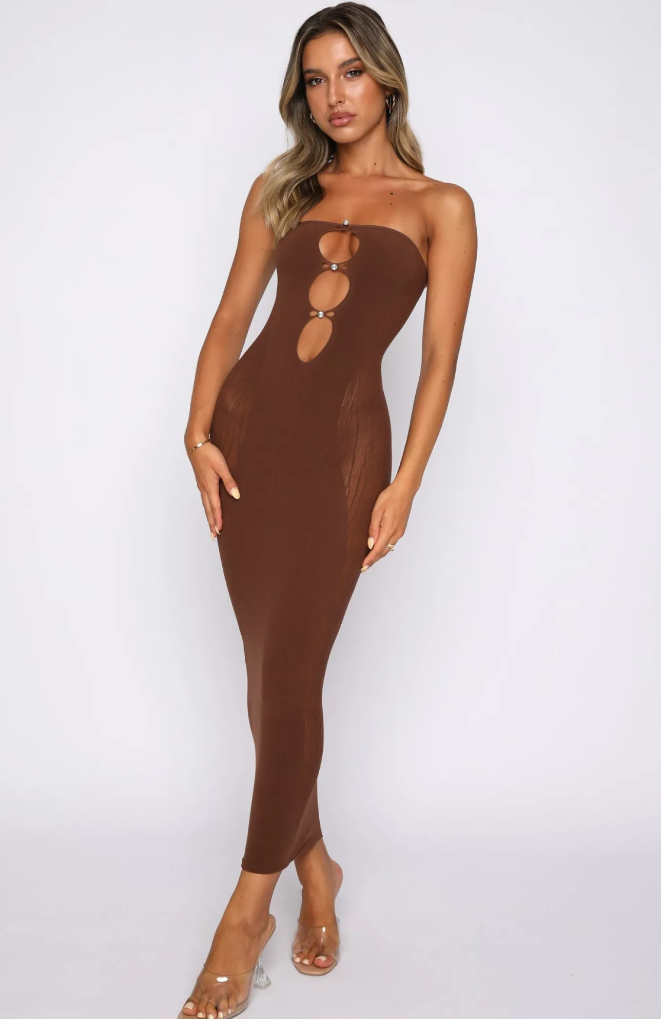 White Fox Boutique Your Peace Midi Dress Chocolate brown Best