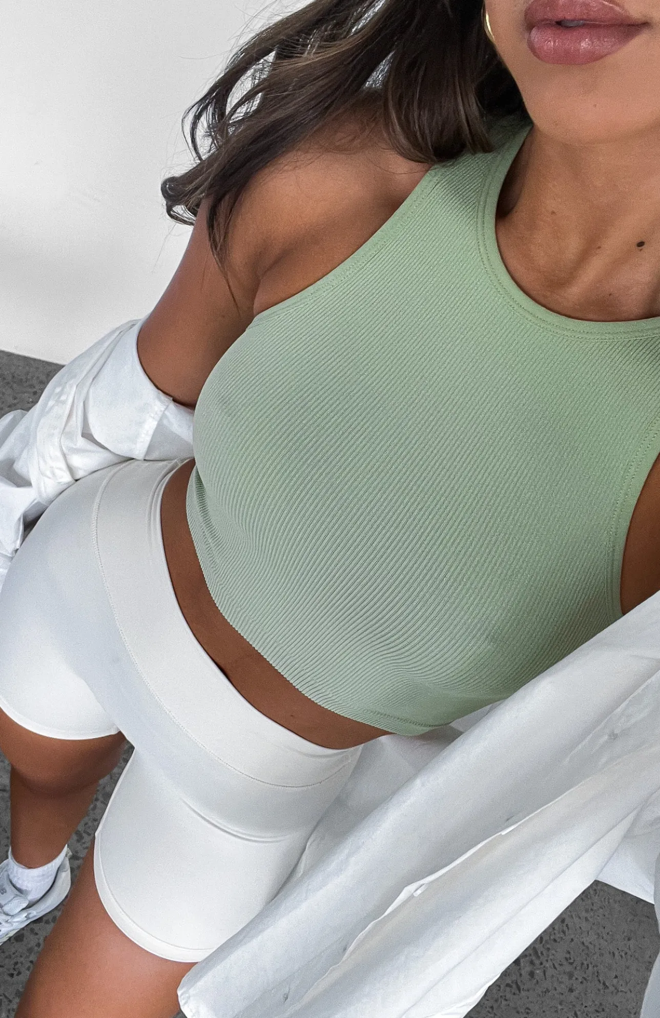 White Fox Boutique Your Vibe Seamless Tank Sage green Online