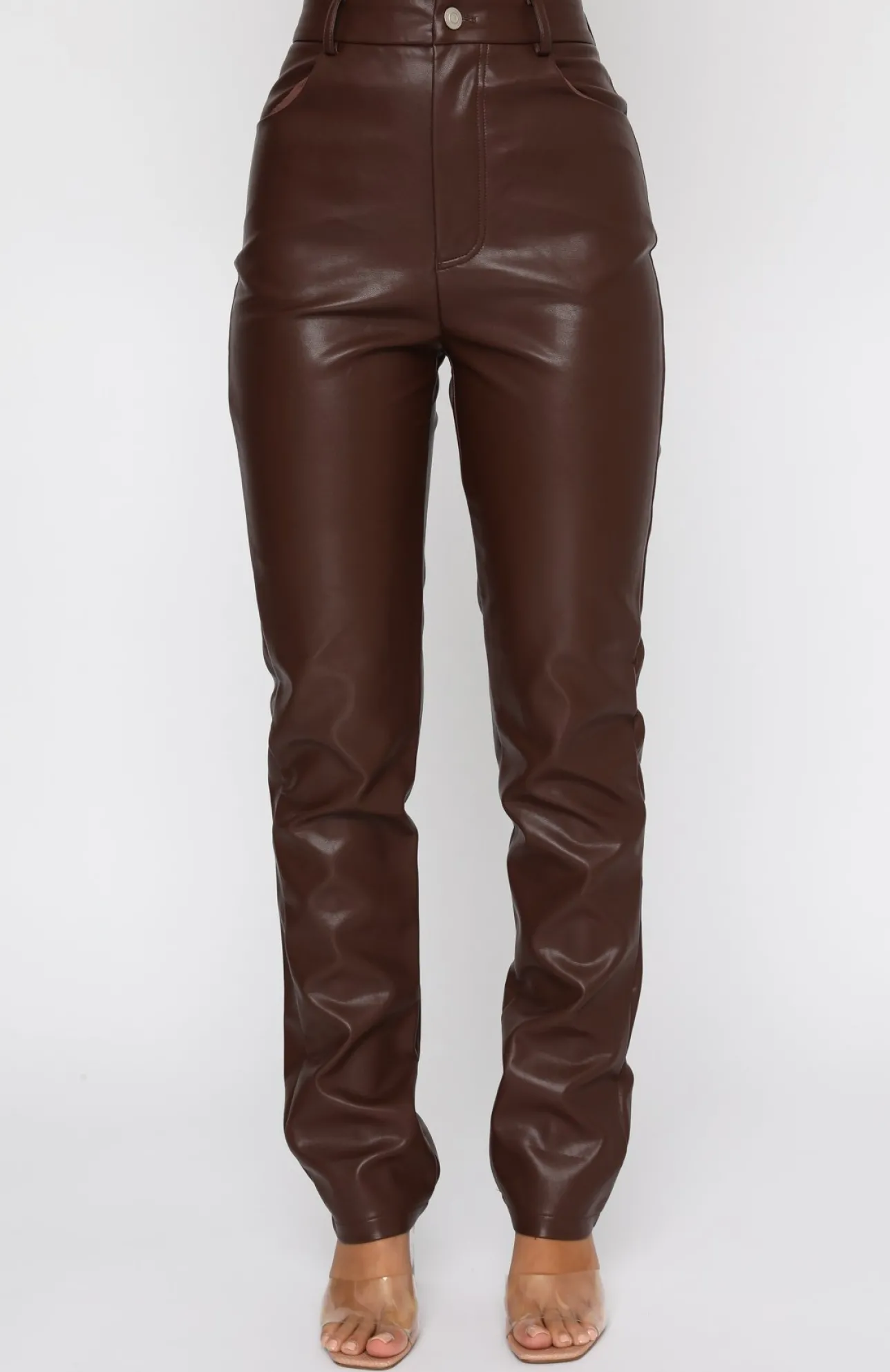 White Fox Boutique You've Got It PU Pants Chocolate brown Fashion