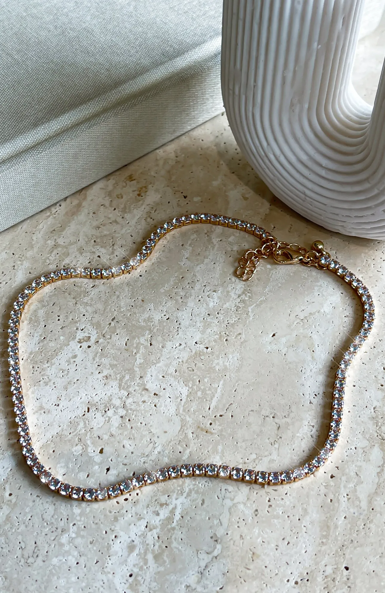 White Fox Boutique Zali Tennis Necklace gold Best